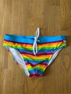 ANDREW CHRISTIAN Rainbow Stripe Swim Briefs